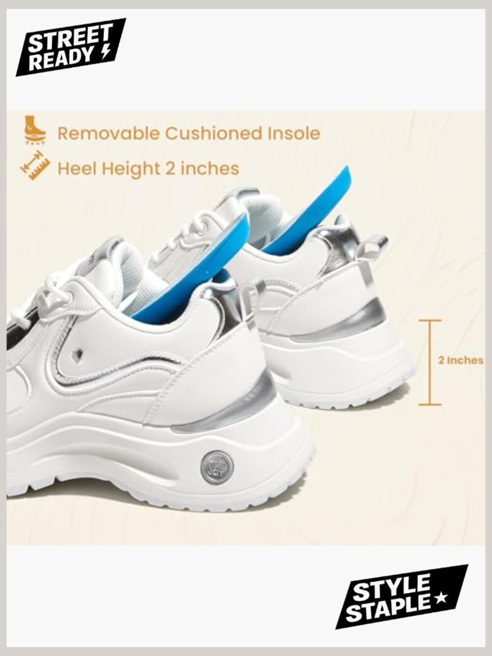Chunky Platform Sneakers Non-Slip Lace-Up Cushion Walking Casual Work - Picture 5 of 7
